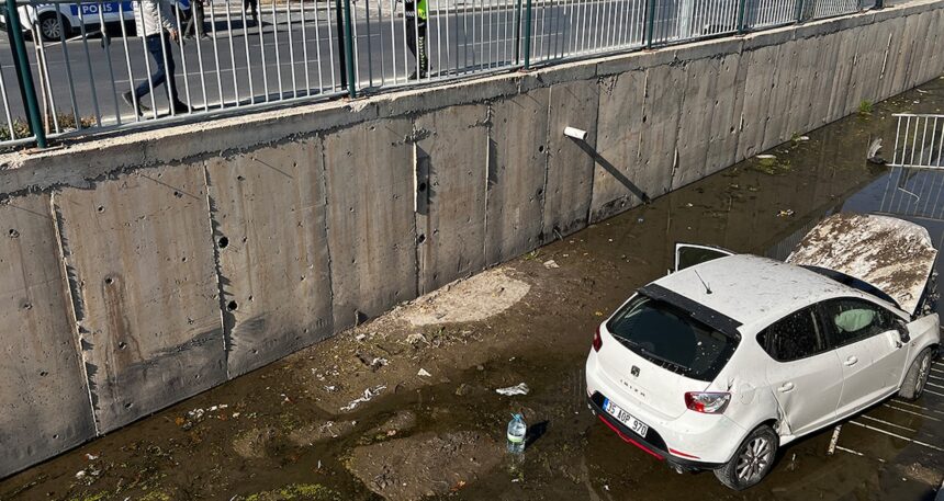 Nöbetten çıkan hemşirenin otomobili sulama kanalına uçtu