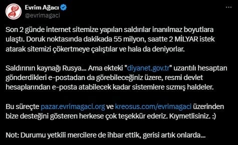 Evrim Ağacına siber saldırıda Diyanet uzantılı URL detayı