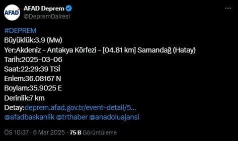 Hatay'da korkutan deprem