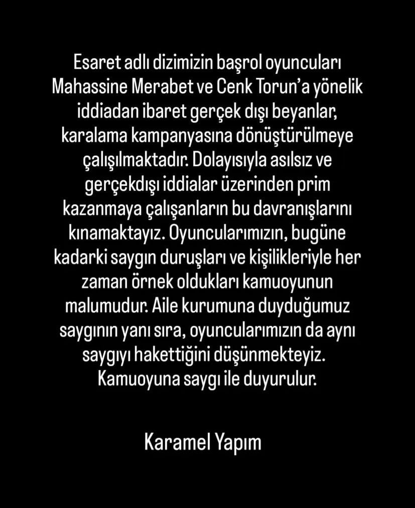 Karamel Yapım'dan Cenk Torun Mahassine Merabet açıklaması