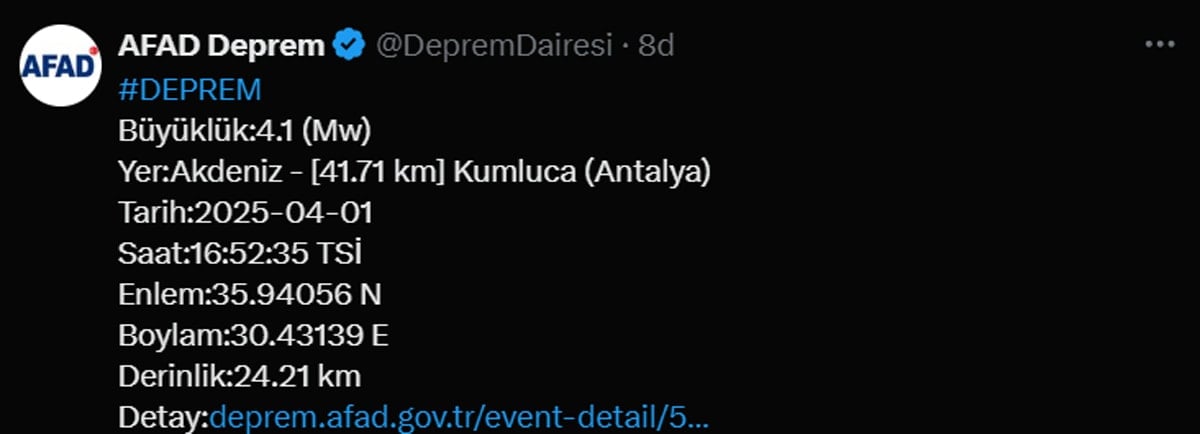 Antalya'da korkutan deprem (Son depremler)