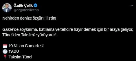 CHP, Filistin için Taksim’e yürüyecek