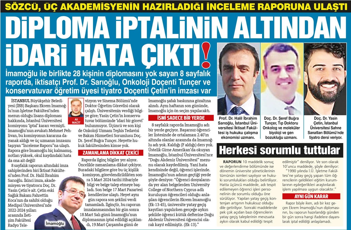 Diplomayı iptal ettiren rapordaki imzaların portreleri