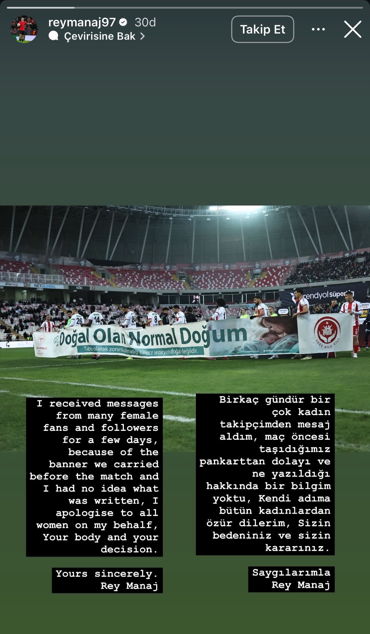 'Normal doğum' pankartına Sivasspor'un yıldız isminden yanıt