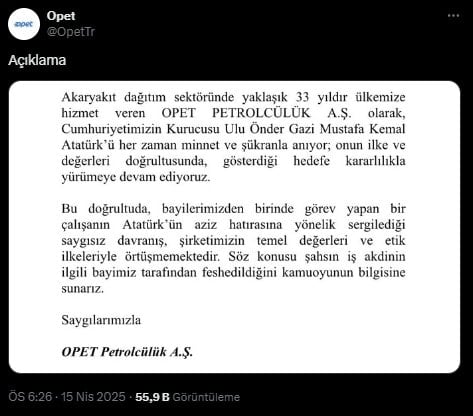 Opet çalışanı Atatürk'e hakaret etti, şirketten açıklama geldi