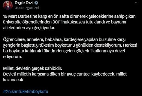 Özgür Özel tarih vererek çağrı yaptı! 'Tüketimi durduruyoruz'