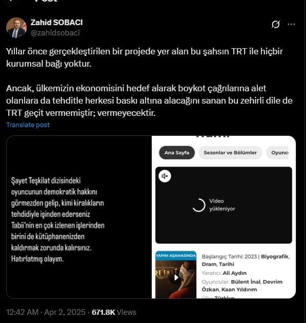 TRT, Mevlana dizisini Tabii'den kaldırdı! Gerekçe boykot