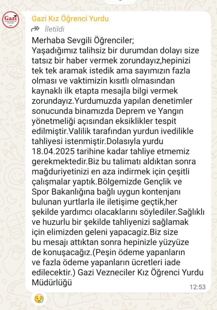 Vazneciler Gazi Kız Yurdu'nda öğrenciler sokağa atılıyor: 4 gün süre verildi