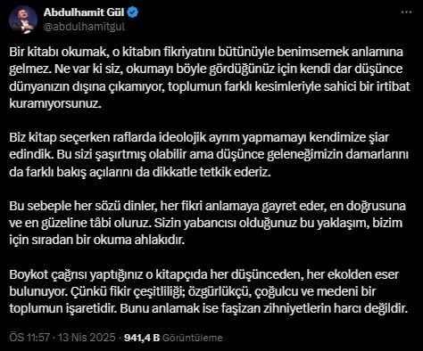 Yayınevi’nden Abdulhamit Gül’e ‘Doğan Avcıoğlu’ mesajı