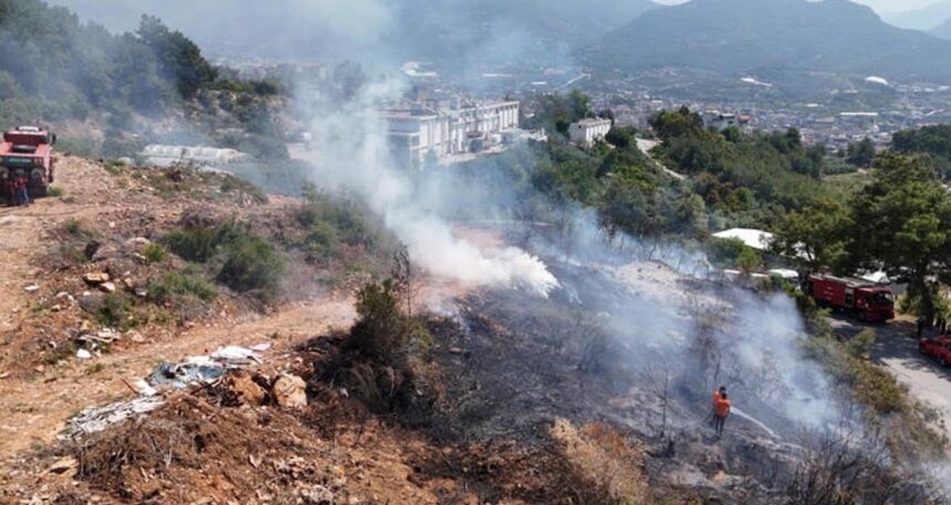 Alanya’da makilik alanda yangın: Bir kişi gözaltına alındı