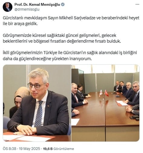 Bakan Memişoğlu Gürcistanlı mevkidaşı Sarjveladze ile bir araya geldi