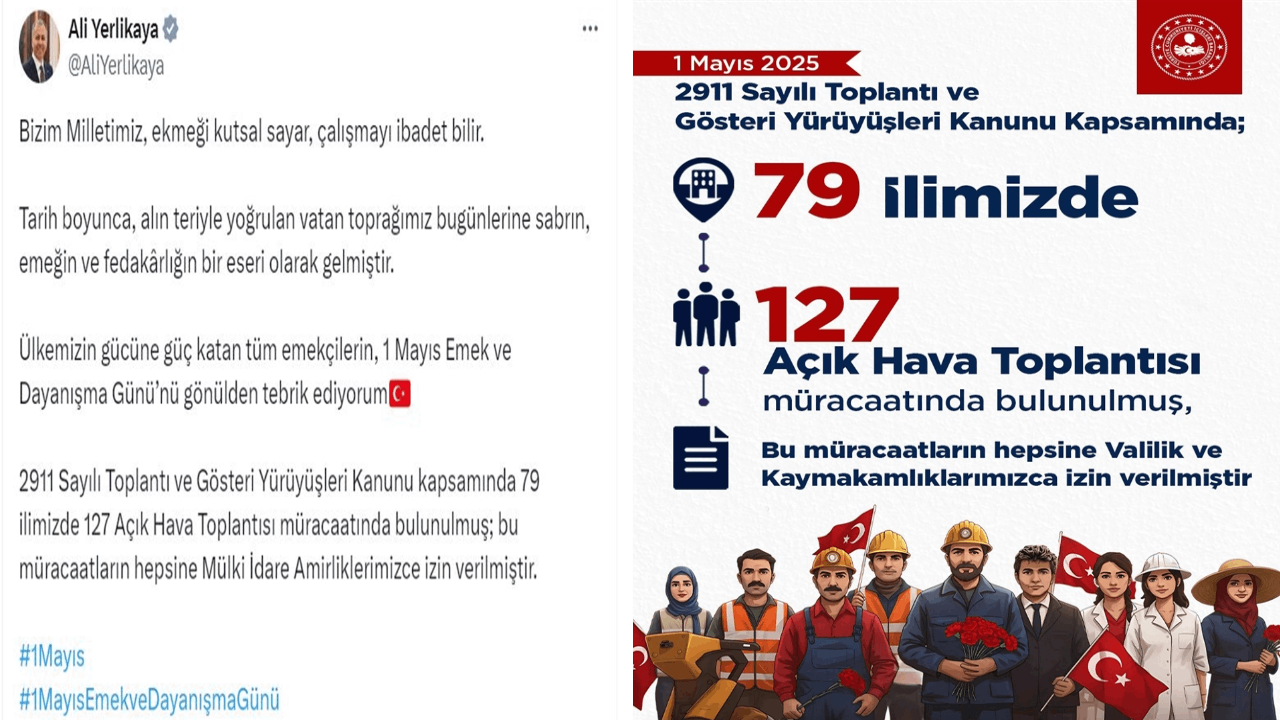 Bakan Yerlikaya'dan 1 Mayıs açıklaması