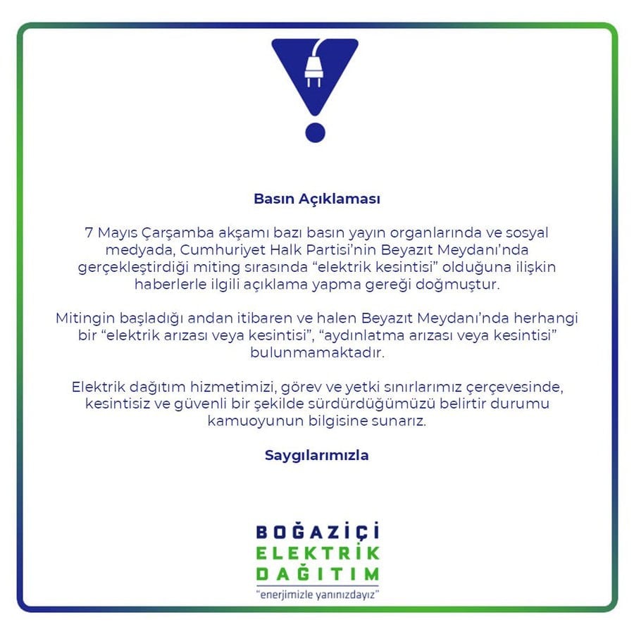 Bedaş'tan Beyazıt'taki 'karartma'ya ilişkin açıklama