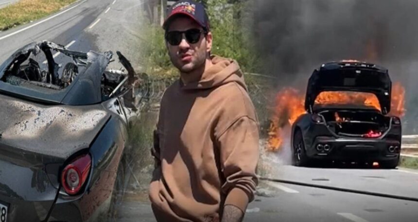 Beşiktaş Başkanı’nın oğlu ölümden döndü: 20 milyonluk Ferrari kül oldu