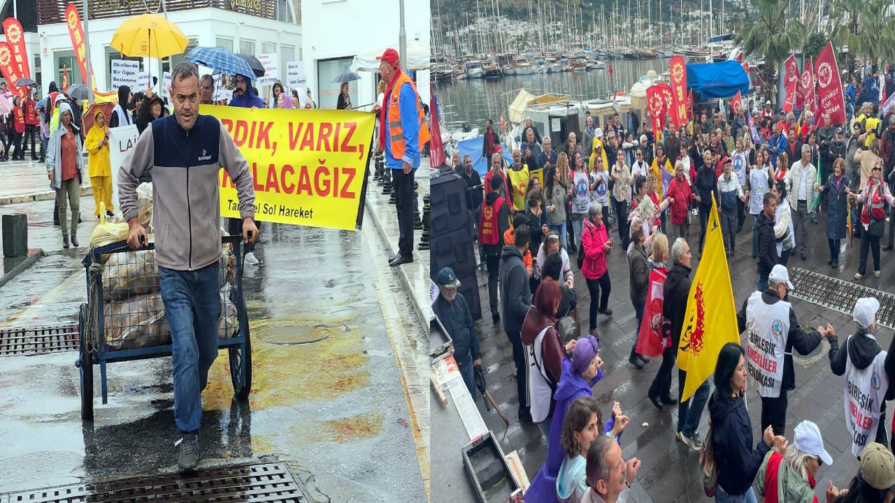 Bodrum’da yağmur altında 1 mayıs coşkusu