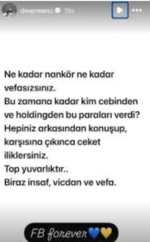 Derin Mermerci’den Ali Koç’a destek: Ceket ilikleyenler şimdi istifa diyor!