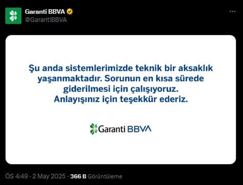 Garanti BBVA mobil uygulaması çöktü