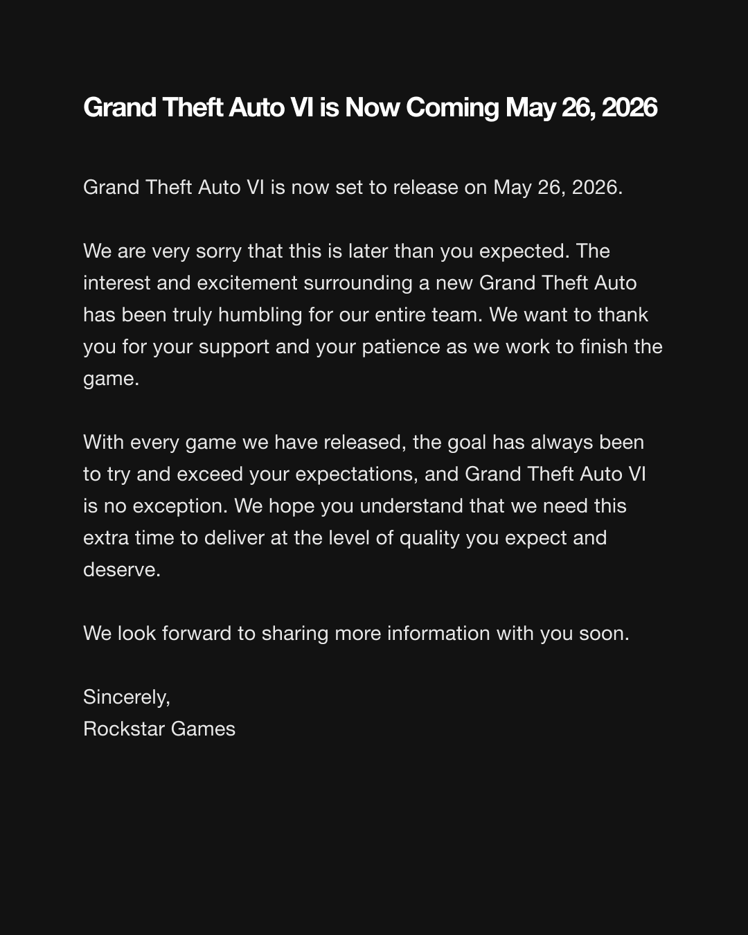 GTA 6'nın çıkış tarihi ertelendi