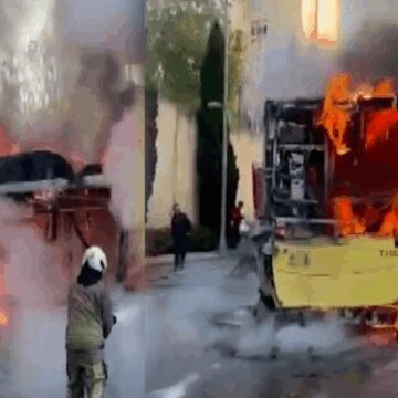 İETT otobüsü seyir halindeyken yandı
