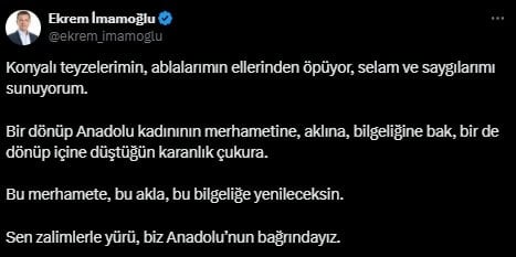 İmamoğlu'ndan Erdoğan'a Konya göndermesi: 'Sen zalimlerle yürü, biz Anadolu'nun bağrındayız'