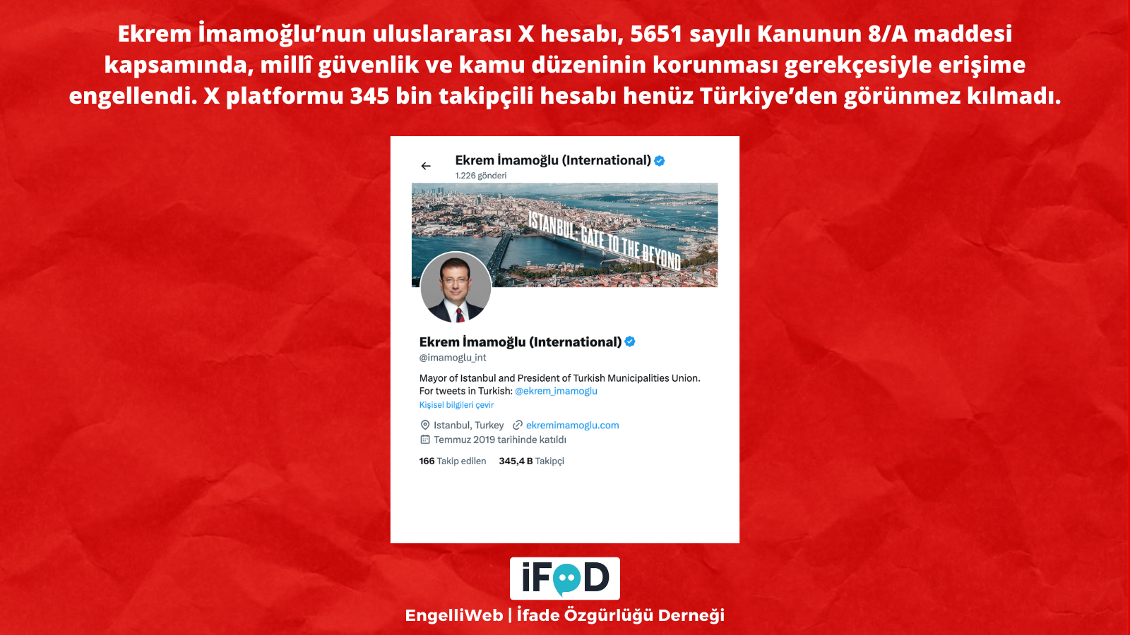 İmamoğlu'nun bir hesabına daha erişim engeli kararı