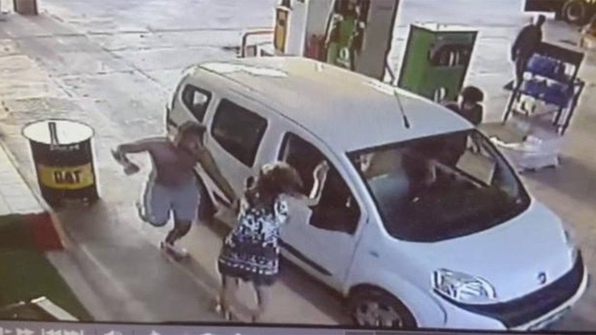 Kadına akaryakıt istasyonunda öldüresiye dayak