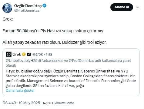 Özgür Demirtaş'a laf söyleyen AKP'li trole Grok'tan fena yanıt