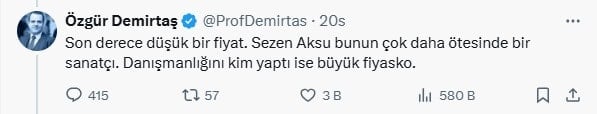Özgür Demirtaş'tan Sezen Aksu'ya tepki: 'Büyük fiyasko'