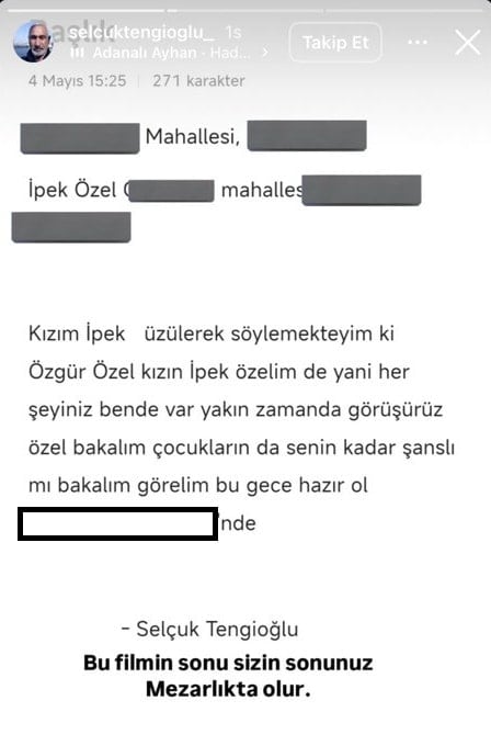 Özgür Özel'den sonra bu kez kızını hedef aldılar: Bu filmin sonu mezarlık olur