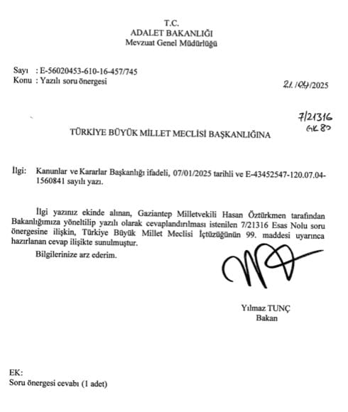 Öztürkmen: 'İşte Adalet Bakanlığı'ndaki rezaletin belgesi'