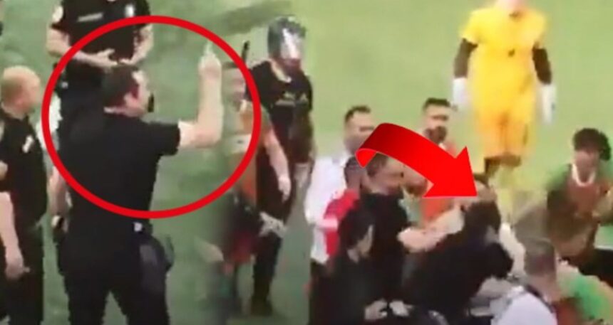 Saha karıştı, polis müdürü futbolcuya kafa attı