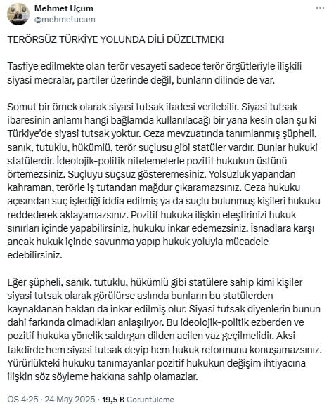 Saray'dan yeni sürece dil uyarısı! 'Türkiye'de Siyasi tutsak yok'