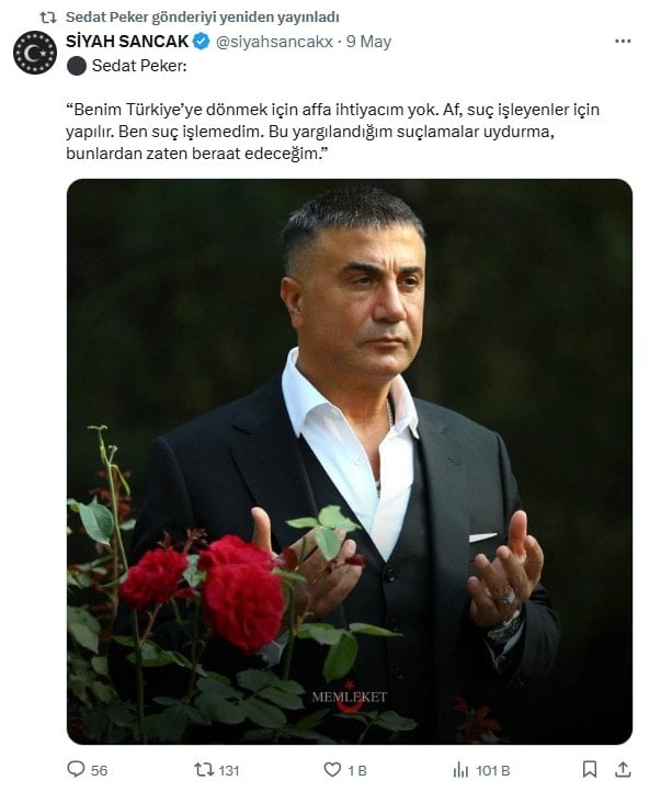 Sedat Peker'den Türkiye'ye dönüş mesajı