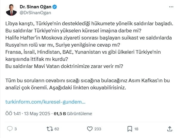 Sinan Oğan çareyi yorumları kapatmakta buldu