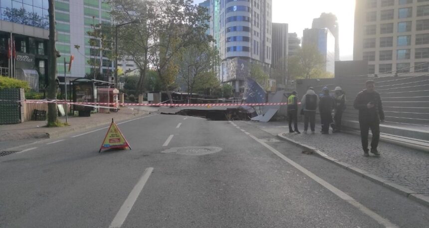 Son dakika… Sarıyer’de yol çöktü: Eski Büyükdere Caddesi trafiğe kapatıldı
