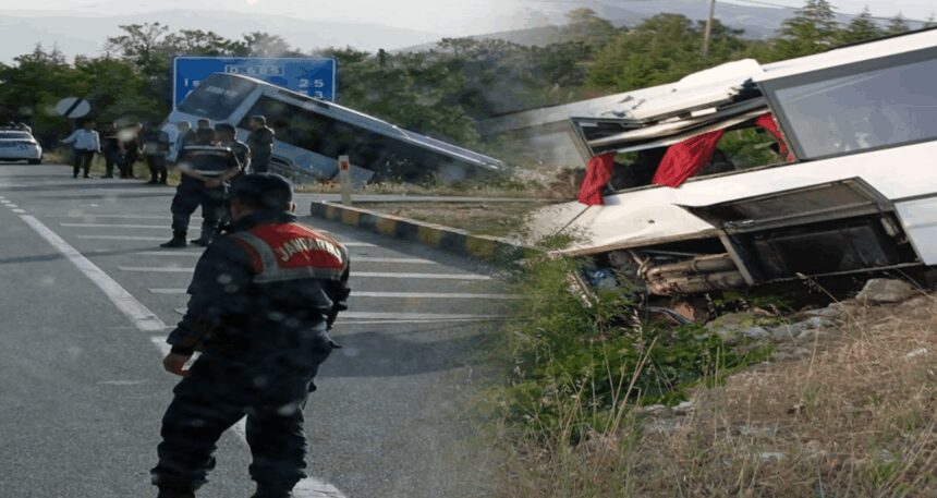 Tur otobüsü şarampole düştü: 16 yaralı