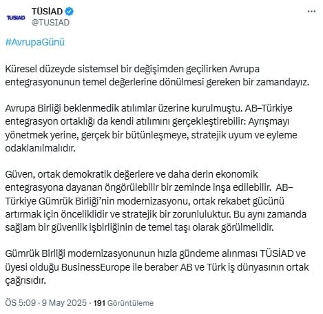 TÜSİAD'dan dikkat çeken Avrupa Birliği açıklaması