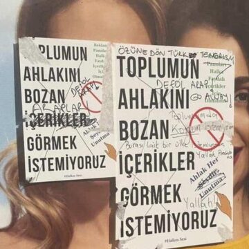 Ümraniye’de çirkin olay! Gülen kadın fotoğrafını sansürlediler! Toplum ahlakı bozuluyormuş