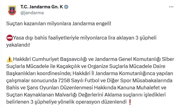 Yasa dışı bahis operasyonunda 3 gözaltı