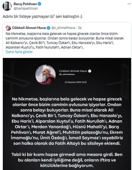 Cübbeli Ahmet'ten tartışma yaratan Fatih Altaylı açıklaması