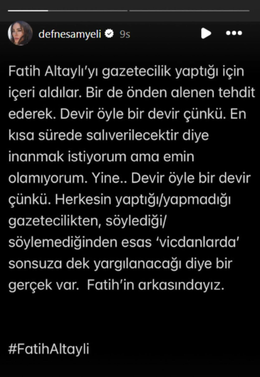 Defne Samyeli'den Fatih Altaylı isyanı