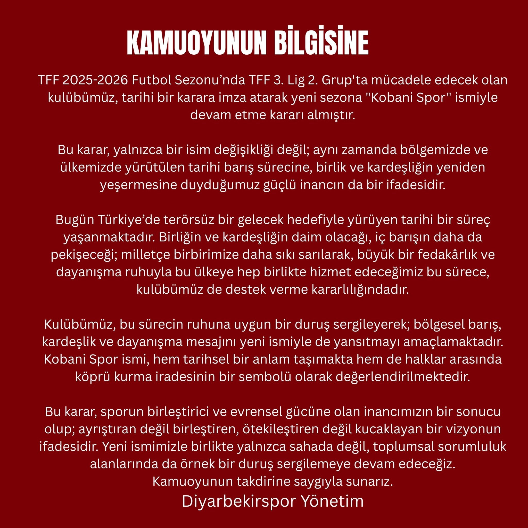 Diyarbekirspor adını değiştirdi tepki yağdı