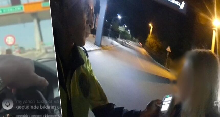 Ehliyetine el konulan kadın direksiyon başından canlı yayın açtı