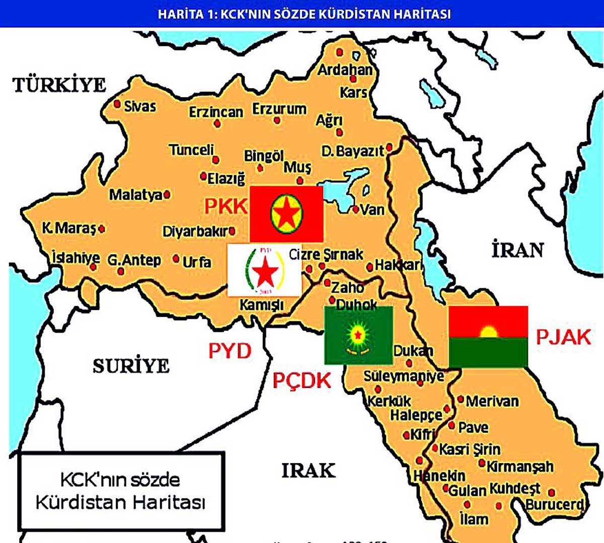 Emniyet raporundan çıkan PKK-PYD haritası