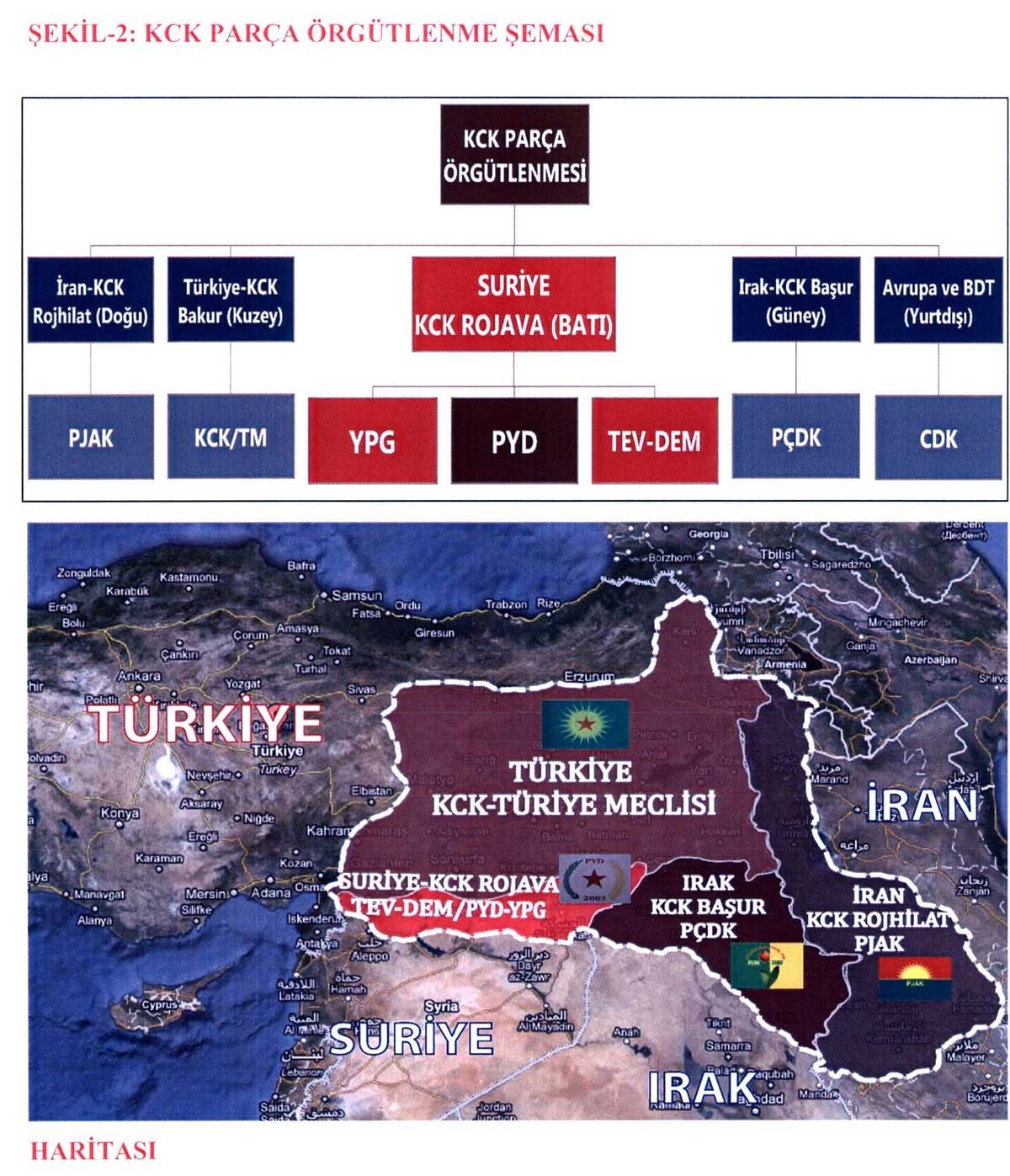 Emniyet raporundan çıkan PKK-PYD haritası
