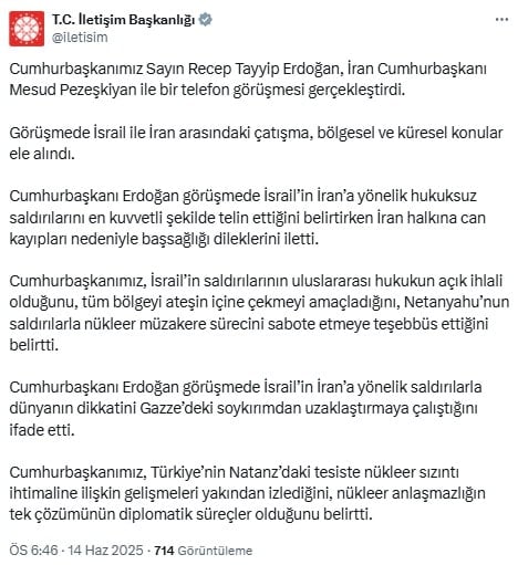 Erdoğan İran Cumhurbaşkanı Pezekişyan ile görüştü
