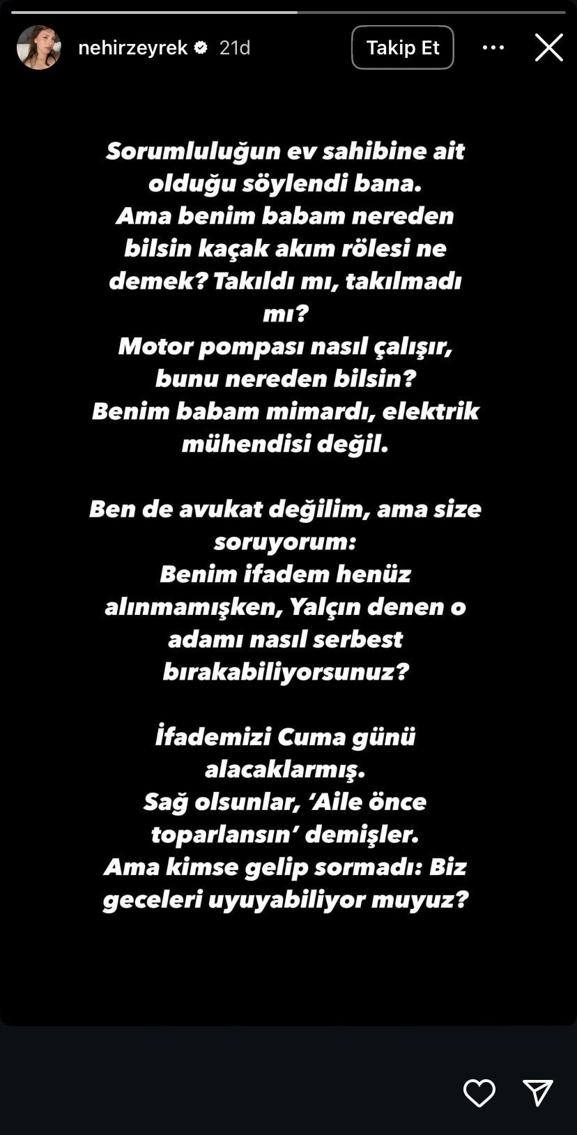 Ferdi Zeyrek'in kızı Nehir Zeyrek serbest bırakılmalara isyan etti