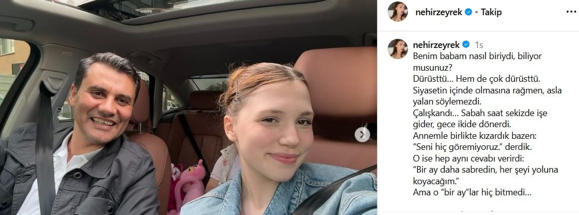 Ferdi Zeyrek'in kızından duygusal veda paylaşımı