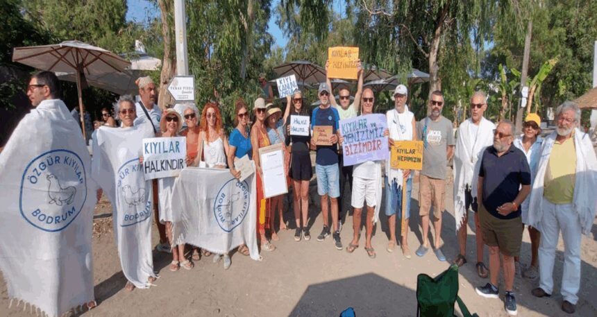 Gümüşlük halk plajında işgal ve deniz ölüyor eylemi