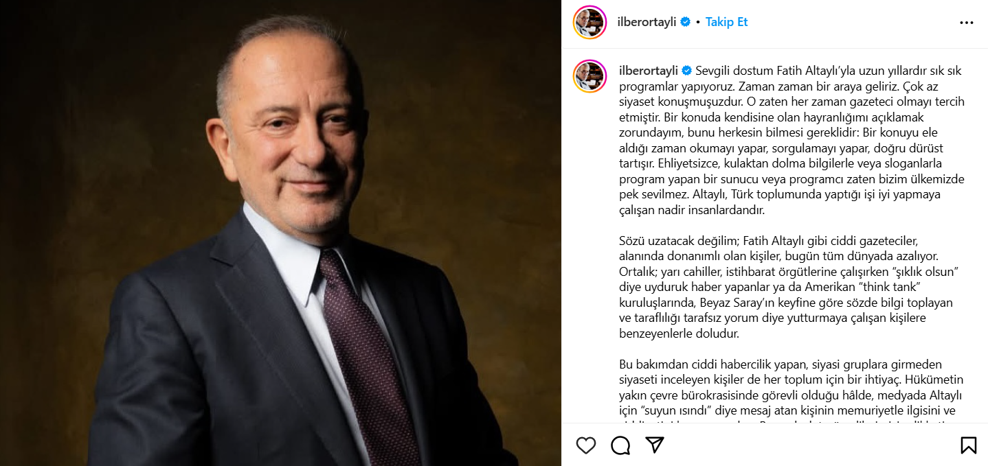 İlber Ortaylı'dan Fatih Altaylı'ya destek, Cumhurbaşkanı Başdanışmanı Saral'a eleştiri